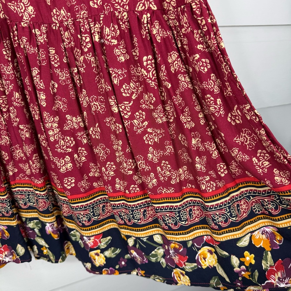 NWT BeachLunchLounge Red Floral Sleeveless Midi Dress Boho EcoVero Size Small - Picture 5 of 12
